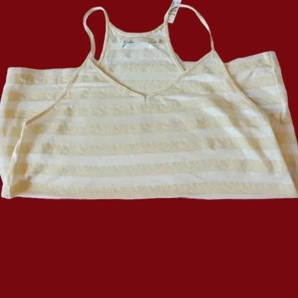 Hi-line madewell racerback tank top white and yellow stripes size Small - Picture 7 of 7